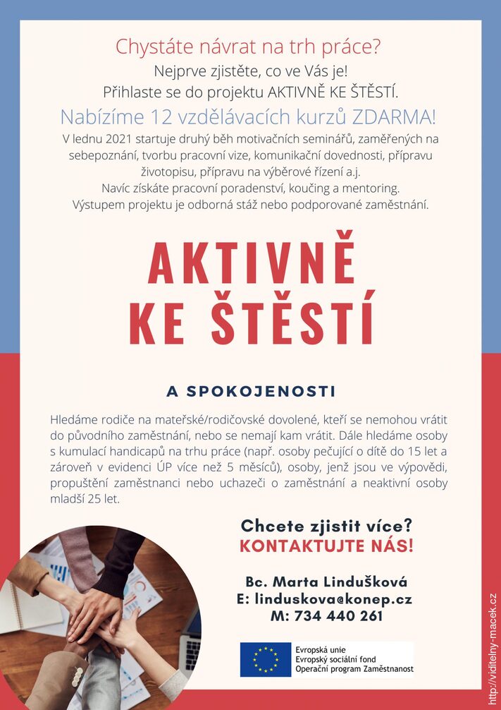 Leták Aktivně ke štěstí a spokojenosti